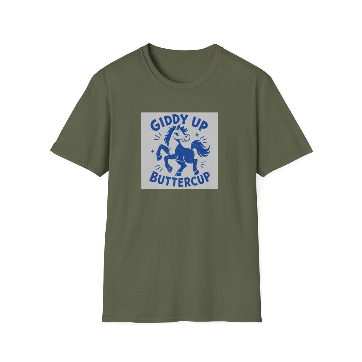 Giddy Up Buttercup T-Shirt — Whimsical Blue Pony Graphic Tee